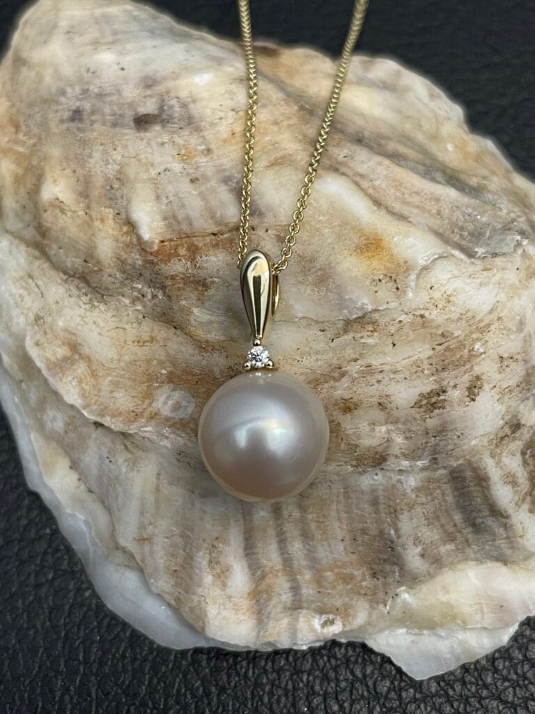 Maine Oyster Festival Pearl Pendant on Shell Maine Oyster Festival Pearl Pendant